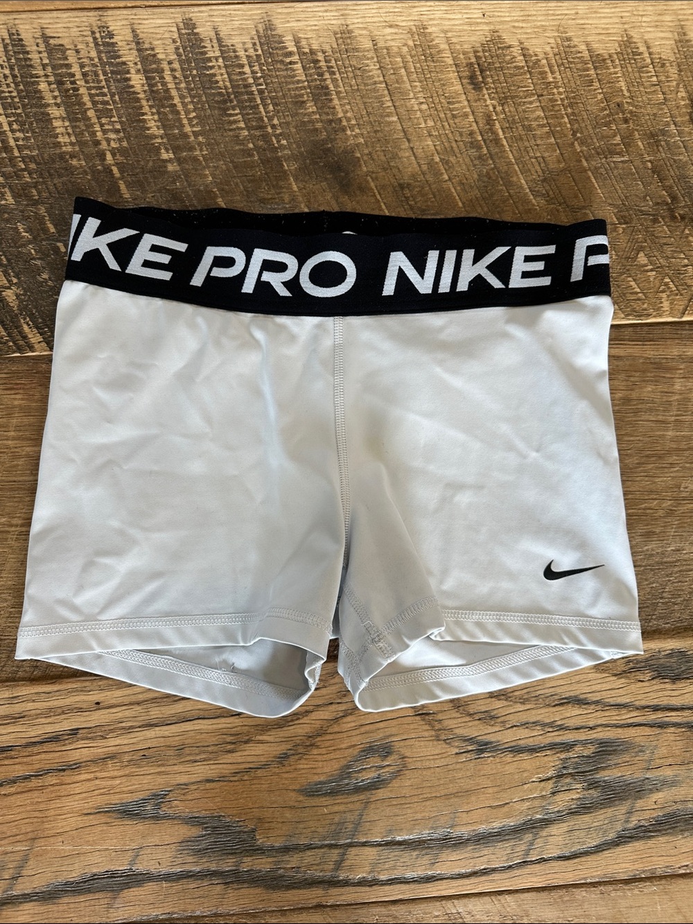 Nike Pro White Compression Shorts with Black Waistband